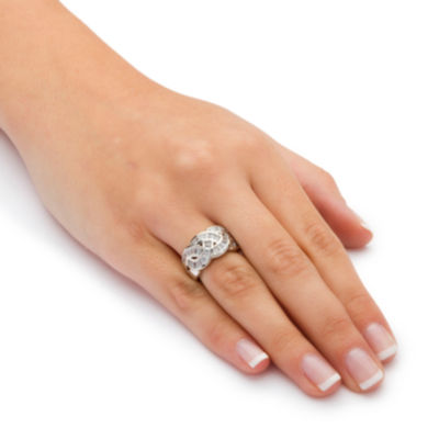 DiamonArt® Womens 1 3/4 CT. T.W. White Cubic Zirconia Platinum Over Silver Cocktail Ring