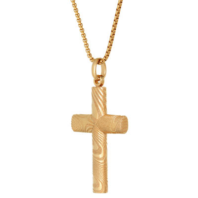 Mens Stainless Steel Cross 24 Inch Pendant Necklace