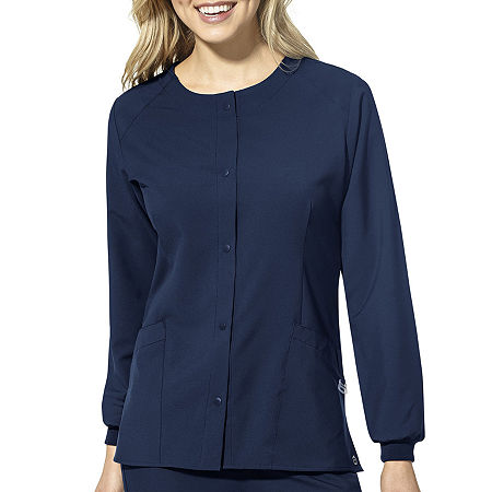 Wink W123 Crew Neck Warm Up Womens Moisture Wicking Wrinkle Resistant Quick Dry Scrub Jackets, Medium, Blue