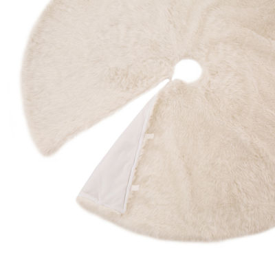 Glitzhome White Plush Tree Skirt