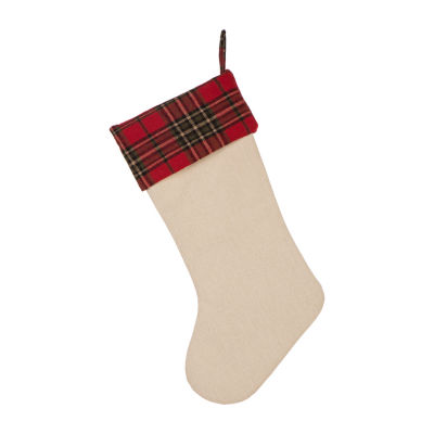 Glitzhome Embroidered Linen Red Truck Christmas Stocking