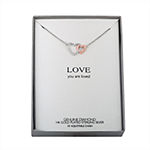 "Love" Womens Diamond Accent Genuine White Diamond 10K Rose Gold Over Silver Sterling Silver Heart Pendant Necklace