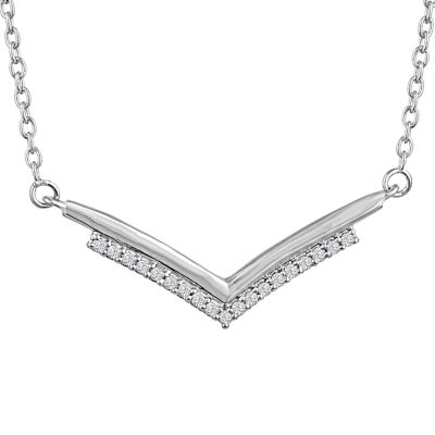 Diamond Accent "Fashionista" Womens Diamond Sterling Silver 18 Inch Chevron Necklace