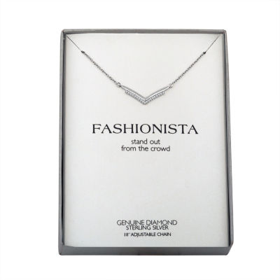 Diamond Accent "Fashionista" Womens Diamond Sterling Silver 18 Inch Chevron Necklace