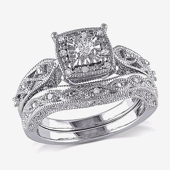 Miabella 1/5 Carat T.W. Diamond Sterling Silver Halo Bridal Set, Women's, Size: 6, Grey Type