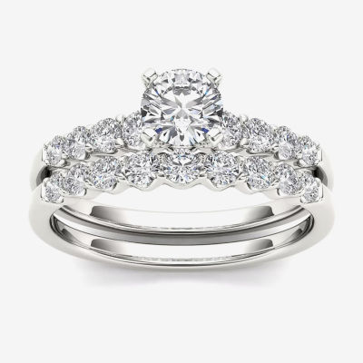 1/ CT.T.W. Natural Diamond 14K White Gold Bridal Ring Set