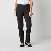 Worthington Plus Womens Fit Solution Ultra Sculpt Ponte Ankle Pants, Color:  Heather Gray - JCPenney