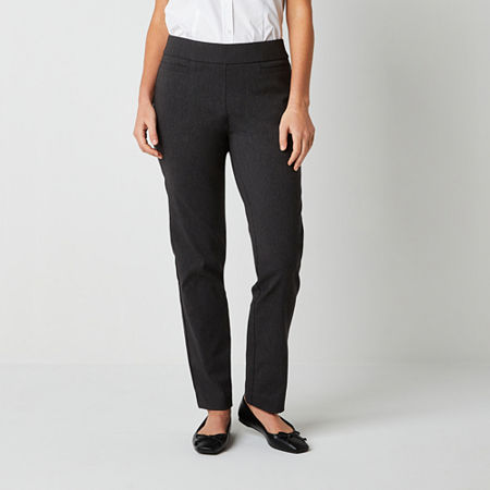 Liz Claiborne Lisa Straight Fit Straight Trouser, 10 Petite Short, Gray