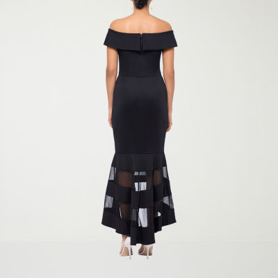 DJ Jaz Off The Shoulder Womens Short Sleeve Midi Evening Gown