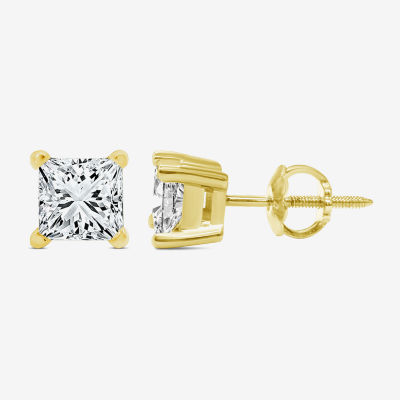 Premier Collection 1 CT. T.W.  Natural Diamond Princess-Cut Stud Earrings in 14K Gold