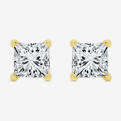 Premier Collection 1 CT. T.W.  Natural Diamond Princess-Cut Stud Earrings in 14K Gold