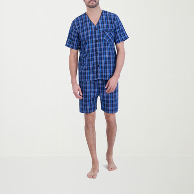 Hanes Mens V-Neck Short Sleeve 2-pc. Pajama Sets