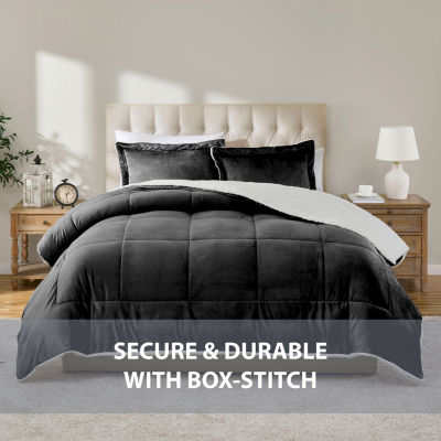 Swift Home Reversible Micro-Mink And Sherpa Midweight Down Alternative Comforter Set