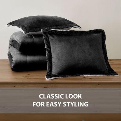 Swift Home Reversible Micro-Mink And Sherpa Midweight Down Alternative Comforter Set