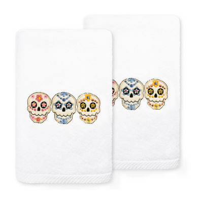 Linum Home Textiles Skulls Embroidered 2-pc. Hand Towel