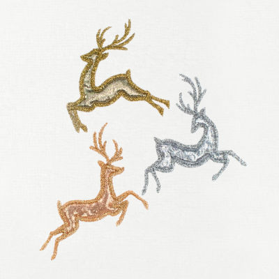 Linum Home Textiles Xmas Leaping Deer Embroidered 2-pc. Hand Towel