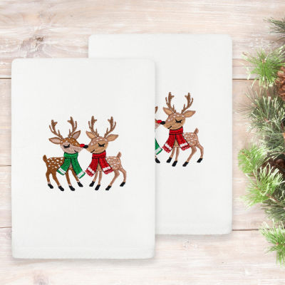 Linum Home Textiles Christmas Kisses Embroidered 2-pc. Hand Towel