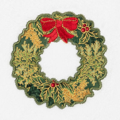 Linum Home Textiles Christmas Wreath Embroidered 2-pc. Hand Towel
