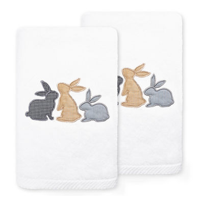 Linum Home Textiles Bunny Row Embroidered 2-pc. Hand Towel