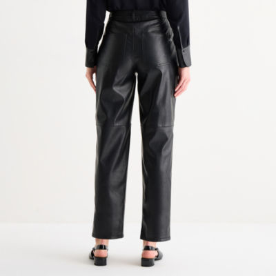 Worthington Womens Straight Faux Leather Trouser