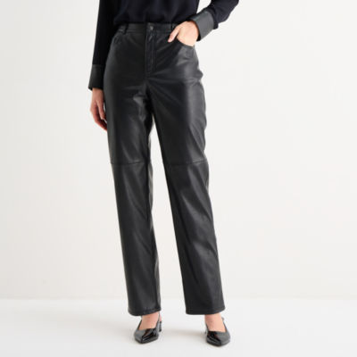 Worthington Womens Straight Faux Leather Trouser