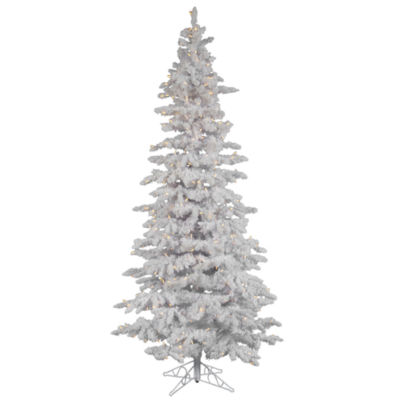 9' Prelit Flocked White Slim Christmas Tree