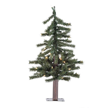 2' Natural Alpine Artificial Prelit Christmas Tree, One Size, Green