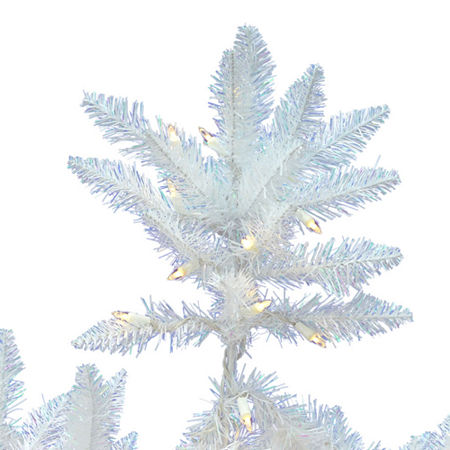 7.5' Prelit Sparkle White Spruce Artificial Christmas Tree, One Size, White