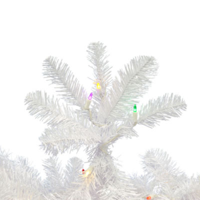  9.5' Prelit White Salem Pencil Pine Artificial Christmas Tree