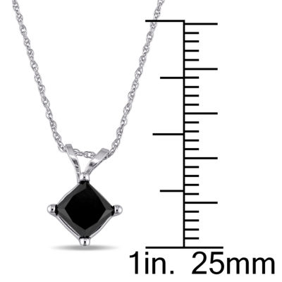 Womens 1 CT. T.W. Mined Black Diamond 10K White Gold Pendant Necklace