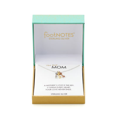 Footnotes Mom Womens Sterling Silver Heart Keys 16 Inch Pendant Necklace