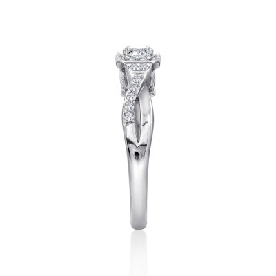 DiamonArt® Womens 3/8 CT. T.W. White Cubic Zirconia Sterling Silver Promise Ring