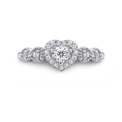 DiamonArt® Womens 1 1/2 CT. T.W. White Cubic Zirconia Sterling Silver Heart Promise Ring