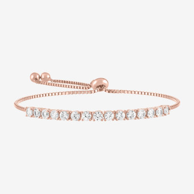 Limited Time Special! Lab Created White Sapphire 14K Rose Gold Over Silver Bolo Bracelet