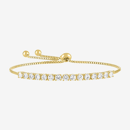 Limited Time Special! Lab Created White Sapphire 14K Gold Over Silver Bolo Bracelet