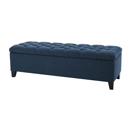 Ottilie Upholstered Tufted Bench, One Size, Blue