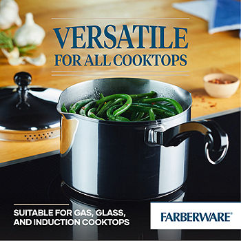 Farberware 1 qt Stainless Steel pot w/ strainer lid pour spouts