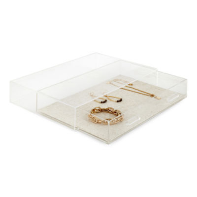 Acrylic Clear Jewelry Storage Box Earring Display Stand Necklace Organizer  Holder Showcase With 3 Vertical Drawer -Transparent