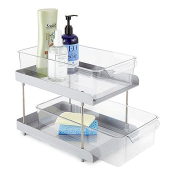 2 Pack White Kitchen Cabinets Countertop Shelf Organizers, Expandable &  Stackabl