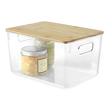Tidy & Co. Set of 4 Stackable Storage Bins w/ Bamboo Lids