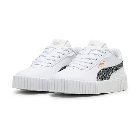 PUMA Carina 2.0 Animal Little Girls Sneakers, 13 Medium, White