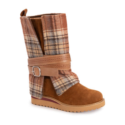 Muk Luks Womens Laurel Flat Heel Booties, Color: Brown - JCPenney