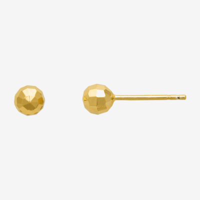 Itsy Bitsy Mirror Ball 14K Gold Over Silver Sterling Silver 4.6mm Round Stud Earrings