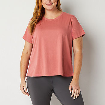 Xersion Womens Crew Neck Short Sleeve T-Shirt Plus