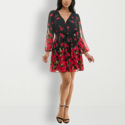 Premier Amour Long Sleeve Floral Fit + Flare Dress