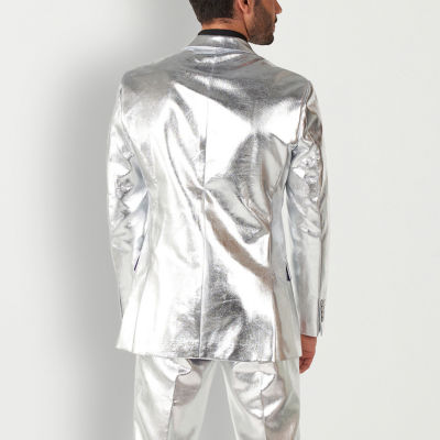 Opposuits Mens Shiny Silver Novelty Suit Set