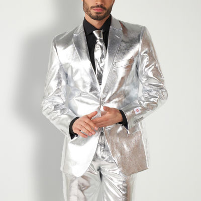 Opposuits Mens Shiny Silver Novelty Suit Set