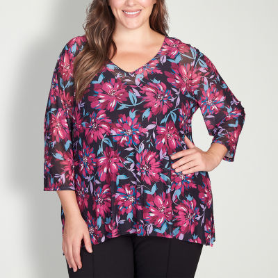  3/4 Sleeve Blouses for Women, Plus-Size 3/4 Sleeve