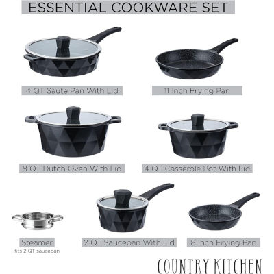 Country Kitchen Diamond 11-pc. Aluminum Nonstick Cookware Set
