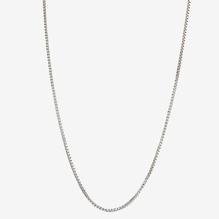 Silver Reflections Womens Pure Silver Over Brass 24 Inch Box Chain Necklace In Transparent